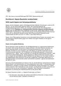 Sepsis-Resolution verabschiedet WHO macht Sepsis zum