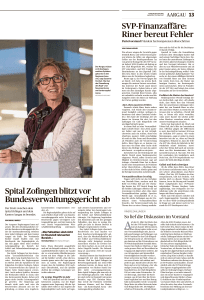 Zofinger Tagblatt, vom: Dienstag, 30. Mai 2017