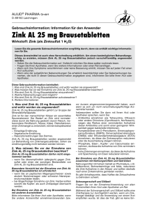 Zink AL 25 mg Brausetabletten