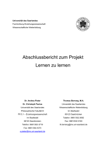 Abschlussbericht zum Projekt Lernen zu lernen