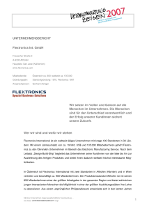1 UNTERNEHMENSBERICHT Flextronics Int. GmbH Wir setzen im