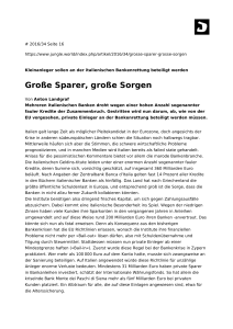 Große Sparer, große Sorgen