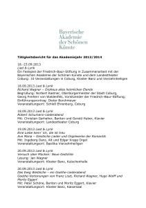 Tätigkeitsbericht für das Akademiejahr 2013/2014