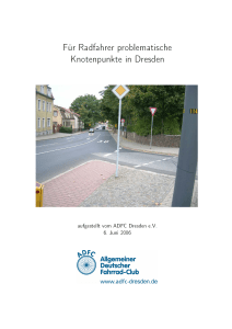 F&uuml;r Radfahrer problematische Knotenpunkte in