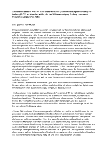 Antwort von Stadtrat Prof. Dr. Klaus-Dieter Rückauer