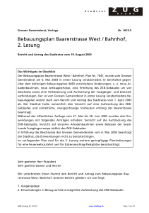 Bebauungsplan Baarerstrasse West / Bahnhof, 2. Lesung