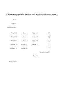 Elektromagnetische Felder und Wellen: Klausur 2009-2