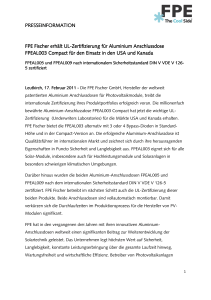 PRESSEINFORMATION PRESSEINFORMATION FPE Fischer erhält