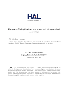 Komplexe Multiplikation: von numerisch bis symbolisch - HAL