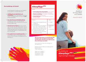 Flyer zur Ausbildung Altenpflege plus