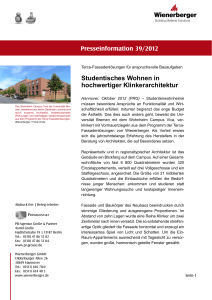 Presseinformation 39/2012 Studentisches Wohnen in hochwertiger