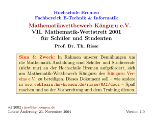 Mathematik-Wettbewerb Känguru 2001 - weblearn.hs