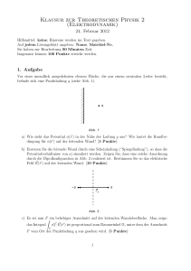 Klausur zur Theoretischen Physik 2 (Elektrodynamik)