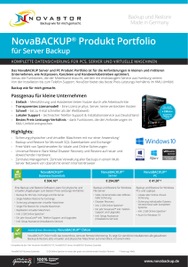 NovaBACKUP® Produkt Portfolio für Server Backup