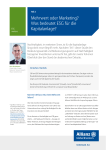 Mehrwert oder Marketing? Was bedeutet ESG für die Kapitalanlage?