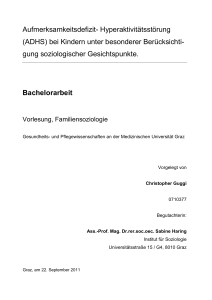Aufmerksamkeitsdefizit- Hyperaktivitätsstörung (ADHS) bei Kindern
