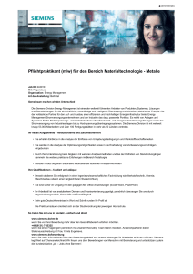 Pflichtpraktikant (m/w) für den Bereich Materialtechnologie