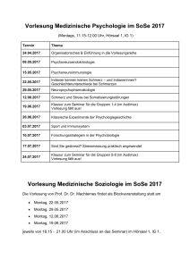 Vorlesung Medizinische Psychologie im SoSe 2017 Vorlesung