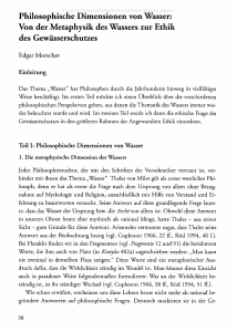 Philosophische Dimensionen von Wasser: Von der