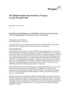 Botschaft Kreditbegehren PHTG