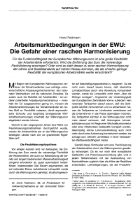 Arbeitsmarktbedingungen in der EWU: Die Gefahr einer raschen