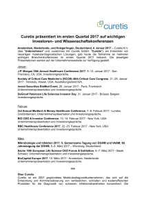 Curetis präsentiert im ersten Quartal 2017 auf wichtigen Investoren