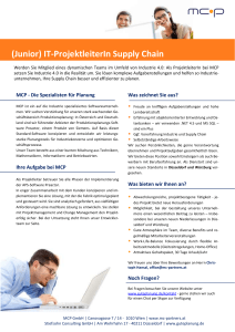 (Junior) IT-ProjektleiterIn Supply Chain