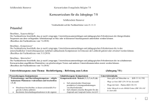 Kerncurriculum für die Jahrgänge 7/8