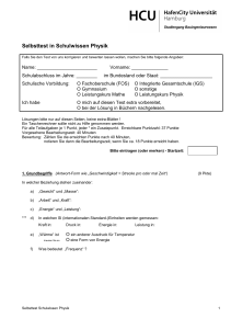 Selbsttest in Schulwissen Physik