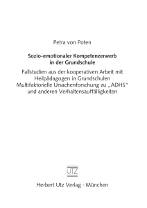 Petra von Poten Sozio-emotionaler Kompetenzerwerb in der