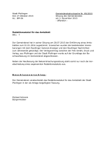 Stadt Pfullingen Gemeinderatsdrucksache Nr. 85/2015 Den 27