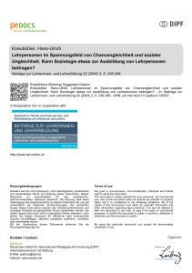 Lehrpersonen im Spannungsfeld von Chancengleichheit