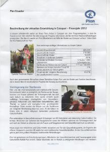 Plan Ecuador Beschreibung der aktuellen Entwicklung in Cotopaxi