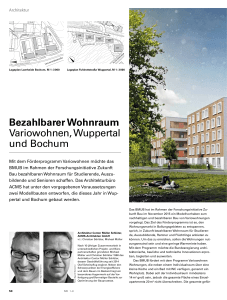 Bezahlbarer Wohnraum Variowohnen, Wuppertal und Bochum