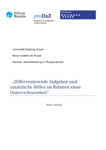 Differenzierende Aufgaben und zusätzliche Hilfen im Rahmen einer