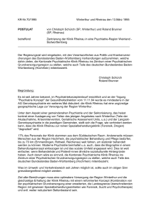 Postulat 70/1995 Zentrierung der Klinik Rheinau in eine Psychiatrie