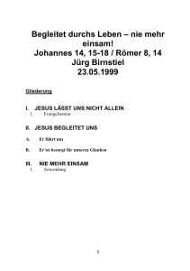 Begleitet durchs Leben – nie mehr einsam! - Johannes 14, 15