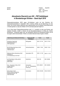 PEP Notfalldepot in Brandenburger Kliniken – Stand April 2016