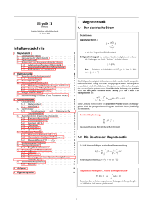 Physik II Inhaltsverzeichnis 1 Magnetostatik