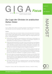 Zur Lage der Christen im arabischen Nahen Osten