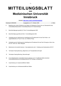 mitteilungsblatt - Medizinische Universität Innsbruck