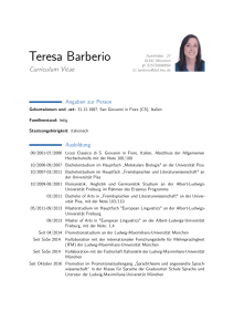 Teresa Barberio – Curriculum Vitae