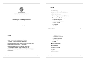 Einf¨uhrung in das Programmieren Inhalt Inhalt