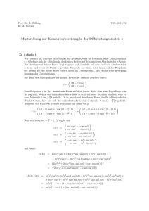 Musterlösung zur Klausurvorbereitung in der Differentialgeometrie 1