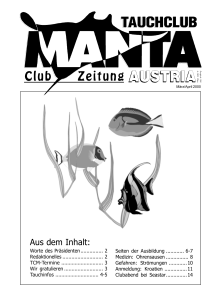 Aus dem Inhalt - Tauchclub Manta Austria