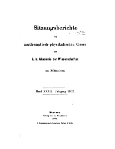 Sitzungsberichte der mathematisch-physikalischen Classe der K.b.
