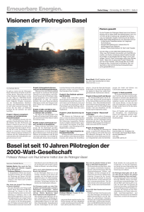Basel ist seit 10 Jahren Pilotregion der 2000-Watt