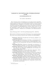 VORLESUNG GRUNDZ¨UGE DER MATHEMATISCHEN LOGIK