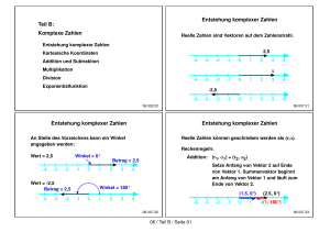 Komplexe Zahlen Entstehung komplexer Zahlen Entstehung