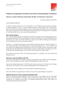 Initiative ist pragmatisch formuliert und will eine zweckm&auml;ssige